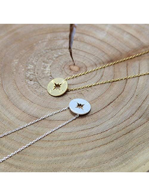 Dianpearl compass necklace, Best friend necklace for 2, BFF Necklace, friendship necklace for 2, silver dainty necklace, Christmas gift, Graduation gifts, valentines