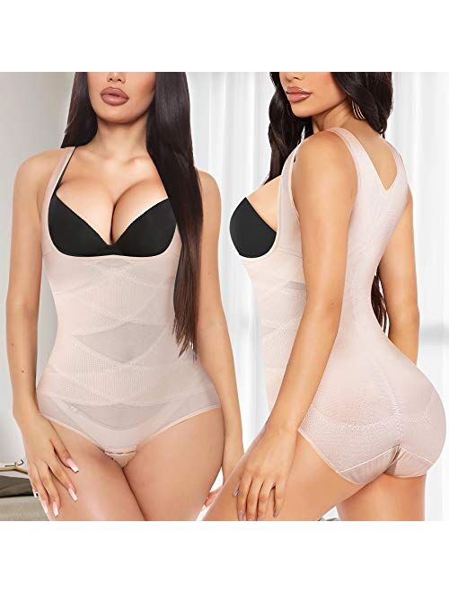 REYEOGO Shapewear Bodysuit for Women Tummy Control Butt Lifter Panty Hi-Waist Trainer Stomach Body Shaper Slimming Girdles