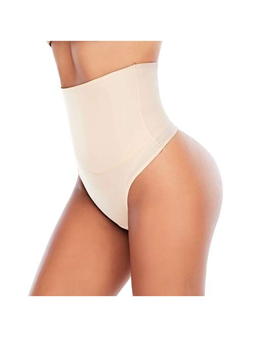 Werena Thong Shapewear for Women Tummy Control High Waisted Thongs Underwear Seamless Slimming Body Shaper Panty