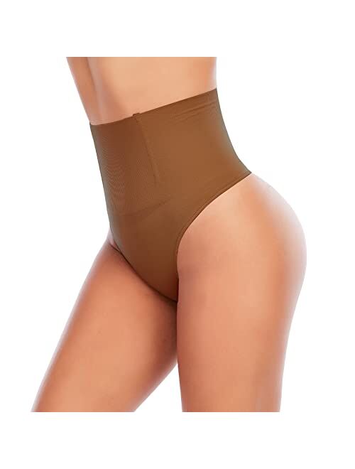 Werena Thong Shapewear for Women Tummy Control High Waisted Thongs Underwear Seamless Slimming Body Shaper Panty