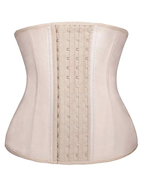 YIANNA Waist Trainer for Women Latex Underbust Waist Corsets Cincher Hourglass Body Shaper 4 Hooks