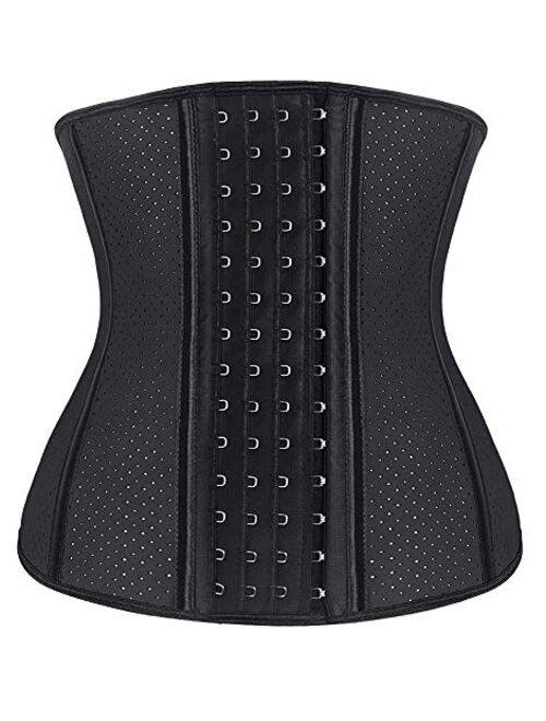 YIANNA Waist Trainer for Women Latex Underbust Waist Corsets Cincher Hourglass Body Shaper 4 Hooks