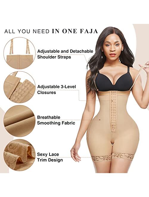 Lover-Beauty Shapewear for Women Tummy Control Body Shaper Butt Lifter Thigh Slimmer Faja Plus Size with Zipper Crotch