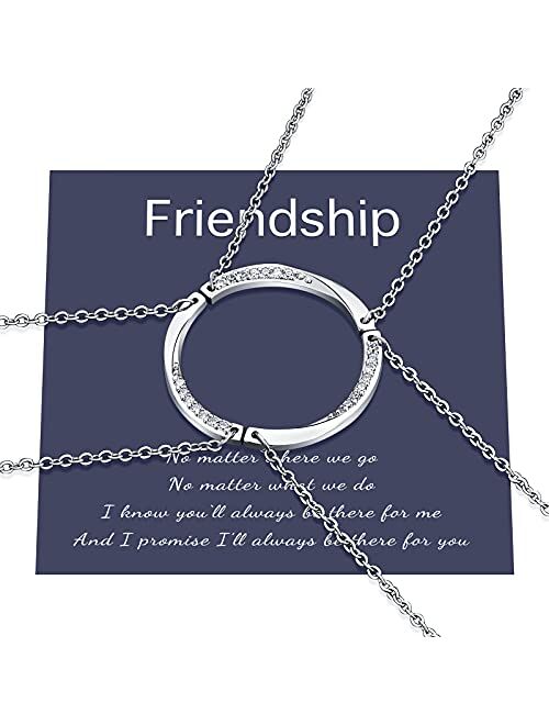 UNGENT THEM Friendship Circle Necklace Set Best Friend Friendship Matching BFF Necklace for 2/3 Girls Women Friends Sisters