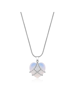 IDesign Best Friend Necklace for Women Girls Diamond Castle Rose Quartz Heart Opal Necklace For Women Girls, Friendship Necklaces,Birthday Gift, Mother'S Day Necklace, Gi