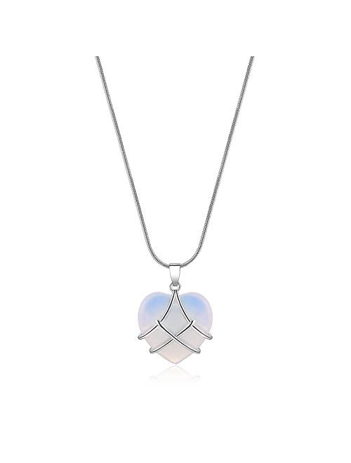 IDesign Best Friend Necklace for Women Girls Diamond Castle Rose Quartz Heart Opal Necklace For Women Girls, Friendship Necklaces,Birthday Gift, Mother'S Day Necklace, Gi