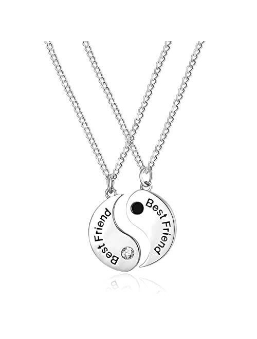 Apsvo 2PCS Best Friend Sister Necklace, Matching Puzzle Yin Yang Necklace, Birthday Gifts