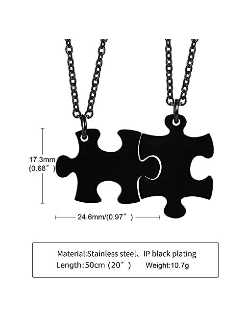 Mealguet Jewelry Stainless Steel Personalized Name Puzzle Piece Necklace for 2/3/4/5/6 BFF Best Friend Connected Stitching Necklace Friendship Jewelry Customized Family J