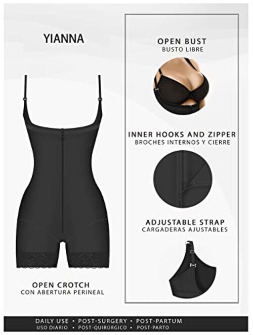 YIANNA Fajas Colombianas Shapewear for Women Postpartum Tummy Control Body Shaper Butt Lifter Bodysuit