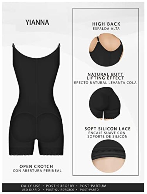 YIANNA Fajas Colombianas Shapewear for Women Postpartum Tummy Control Body Shaper Butt Lifter Bodysuit