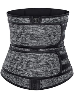 HOPLYNN Sweat Waist Trainer for Women Two Belts, Neoprene Workout Corset Waist Trainer Cincher Trimmer Shaper Zipper