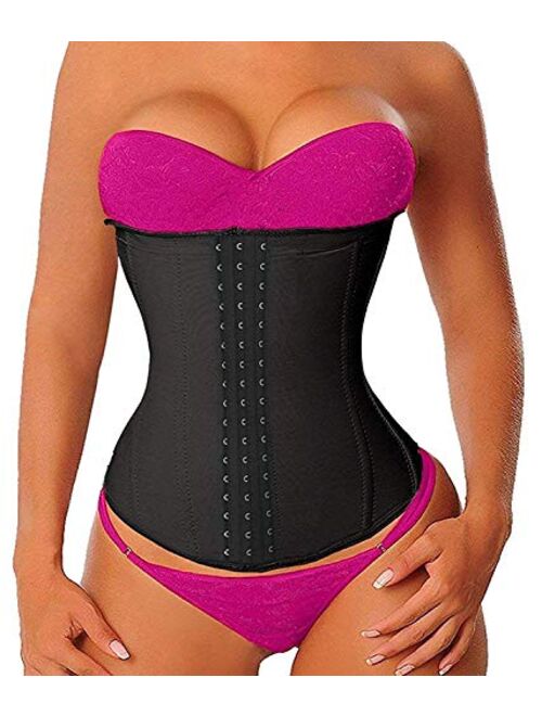 YIANNA Women's Latex Waist Trainer Long Torso Underbust Corsets Cincher Sport Girdle