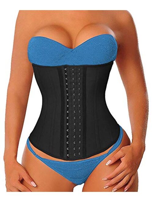 YIANNA Women's Latex Waist Trainer Long Torso Underbust Corsets Cincher Sport Girdle