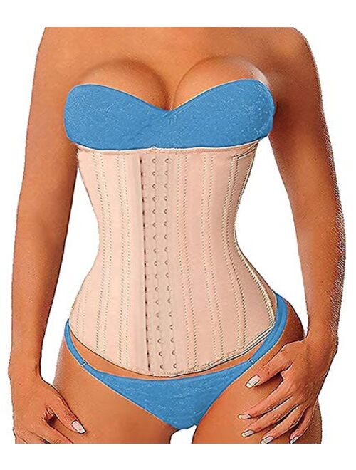 YIANNA Women's Latex Waist Trainer Long Torso Underbust Corsets Cincher Sport Girdle