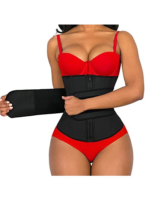 YIANNA Waist Trainer for Women Latex Underbust JSculpt Double Training Belt Workout Sport Girdle