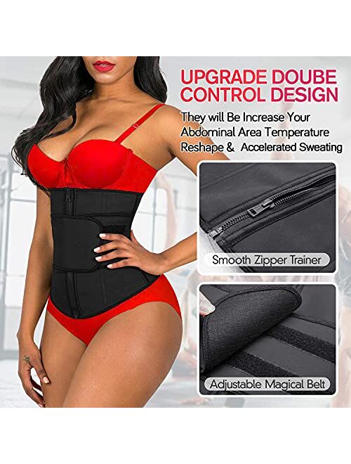 YIANNA Waist Trainer for Women Latex Underbust JSculpt Double Training Belt Workout Sport Girdle