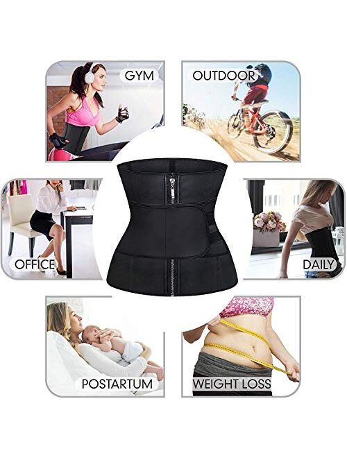 YIANNA Waist Trainer for Women Latex Underbust JSculpt Double Training Belt Workout Sport Girdle