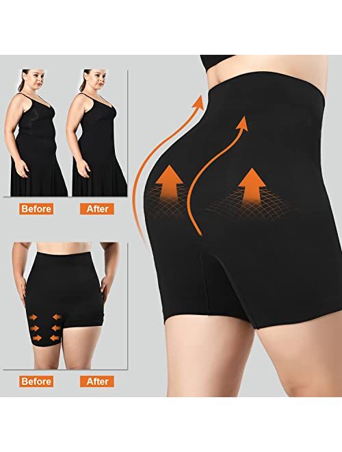 ATTLADY Shapewear Shorts for Women Tummy Control Boyshorts High Waisted Body Shaper Shorts Thigh Slimmer(S-4XL)