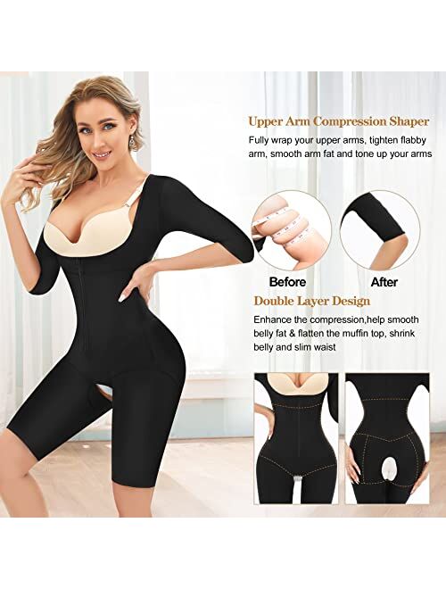 RDSIANE Shapewear for Women Tummy Control Fajas Colombianas Waist Trainer Bodysuits Butt Lifter Upper Arm Compression Shaper