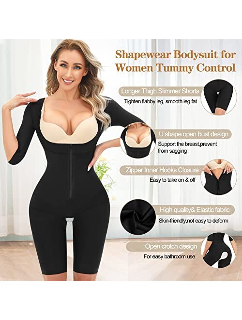 RDSIANE Shapewear for Women Tummy Control Fajas Colombianas Waist Trainer Bodysuits Butt Lifter Upper Arm Compression Shaper