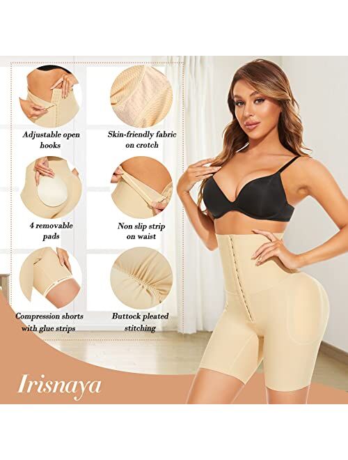 Irisnaya Women Padded Butt Lifter Shapewear Tummy Control Panties High Waist Trainer Hip Enhancer Thigh Slimmer Shorts