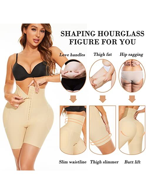 Irisnaya Women Padded Butt Lifter Shapewear Tummy Control Panties High Waist Trainer Hip Enhancer Thigh Slimmer Shorts