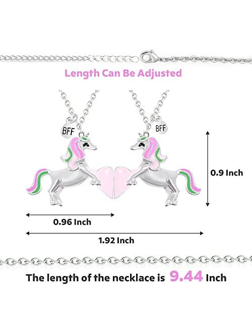 B.PHNE Best Friend Necklace - BFF Necklace for 2, Magnetic Half Unicorn Pendant Girls Pendants Jewelry Gifts for Girls Women (Unicorn)