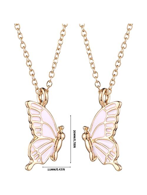 N\C Butterfly Friendship Necklace, 2PC Butterfly Necklaces for Women, Butterfly Pendant Necklace, BFF Necklace for 2, Women and Girl Friends Birthday Gifts (Gold)