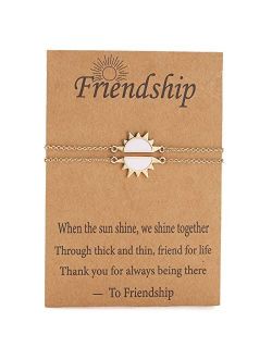 Zocomi Friendship Sun Necklace Best Friend Bff Necklace for 2 Girls Women Friends Long Distance Matching Necklace Gifts