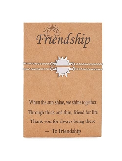 Zocomi Friendship Sun Necklace Best Friend Bff Necklace for 2 Girls Women Friends Long Distance Matching Necklace Gifts