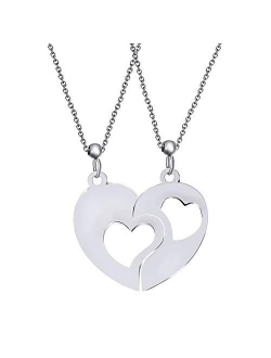 MJartoria BFF Necklaces for 2 Split Heart Engraved Weirdo 1 Weirdo 2 Friendship Necklace Set Best Friends Forever Necklaces Valentines Day Gifts