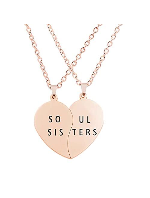 MJartoria BFF Necklaces for 2 Split Heart Engraved Weirdo 1 Weirdo 2 Friendship Necklace Set Best Friends Forever Necklaces Valentines Day Gifts