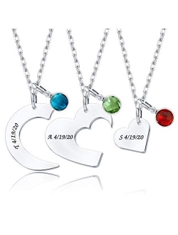 Dreamdecor Custom Best Friend Necklaces for 2/3/4, Matching Engraved Name Necklace Friendship Gifts for Teen Girls