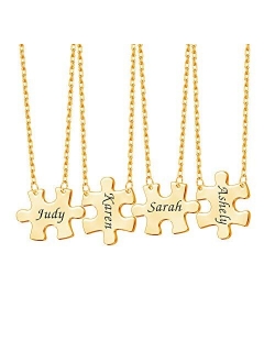 Dreamdecor Custom Best Friend Necklaces for 2/3/4, Matching Engraved Name Necklace Friendship Gifts for Teen Girls