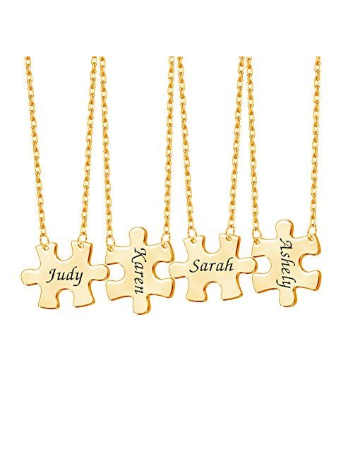 Dreamdecor Custom Best Friend Necklaces for 2/3/4, Matching Engraved Name Necklace Friendship Gifts for Teen Girls