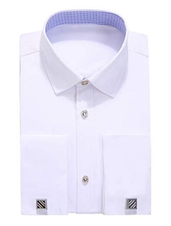 Alimens & Gentle French Cuff Regular Fit Dress Shirts (Cufflink Included)