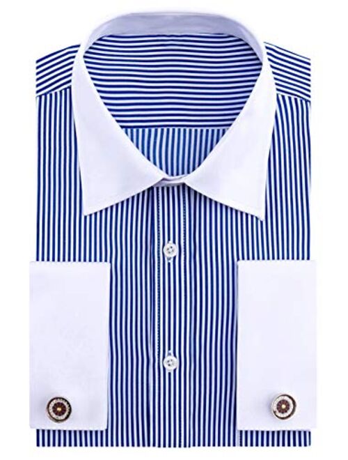 Alimens & Gentle French Cuff Regular Fit Dress Shirts (Cufflink Included)