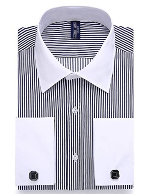 Alimens & Gentle French Cuff Regular Fit Dress Shirts (Cufflink Included)