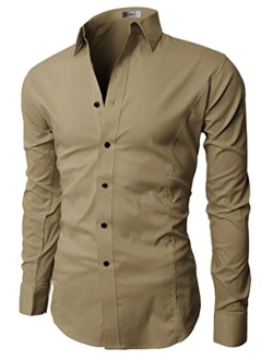 H2H Mens Casual Slim Fit Long Sleeve Dress Shirts Basic Designed Business Shirts