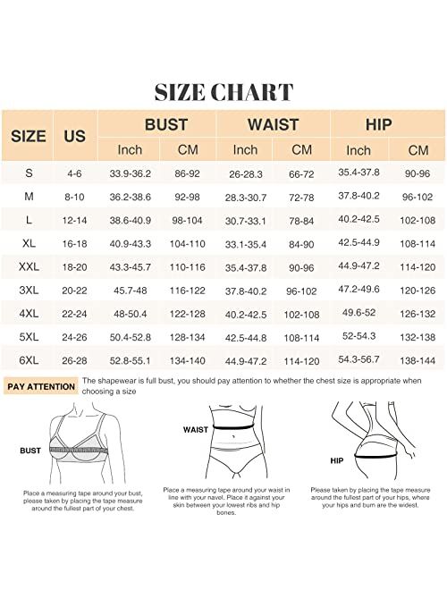 FeelinGirl Women Shapewear Bodysuit Tummy Control Fajas Body Shaper for Women with Zipper