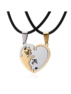 Bicyway Bff necklaces 2pcs/set Yin Yang Tai Chi Cats Pendant Necklaces Friendship BFF Lovers Couple Birthday Gift Friend Valentine's Day Gifts