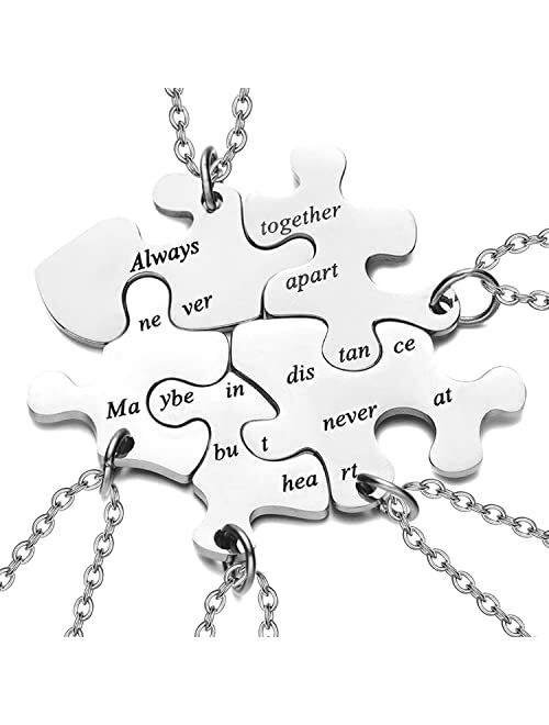 Yonhon BFF Necklace for 2/3/4/5/6 Stainless Steel Family Friendship Puzzle Sister Necklace Set