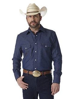 Men's Cowboy Cut Western Long Sleeve Snap Work Shirt Firm Finish