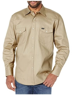 Men's Cowboy Cut Western Long Sleeve Snap Work Shirt Firm Finish