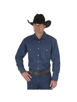 Men's Cowboy Cut Western Long Sleeve Snap Work Shirt Firm Finish