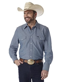 Men's Cowboy Cut Western Long Sleeve Snap Work Shirt Firm Finish