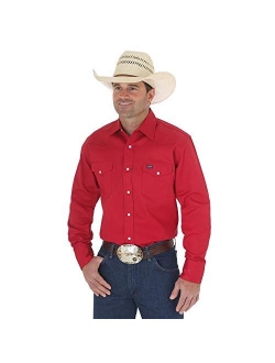 Men's Cowboy Cut Western Long Sleeve Snap Work Shirt Firm Finish