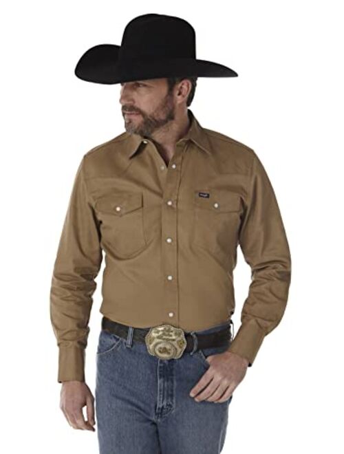 Wrangler Men's Cowboy Cut Western Long Sleeve Snap Work Shirt Firm Finish