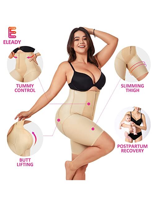 Eleady Womens Waist Trainer Shapewear Hi-Waist Butt Lifter Tummy Control Panties Thigh Slimmer Body Shaper with Zipper