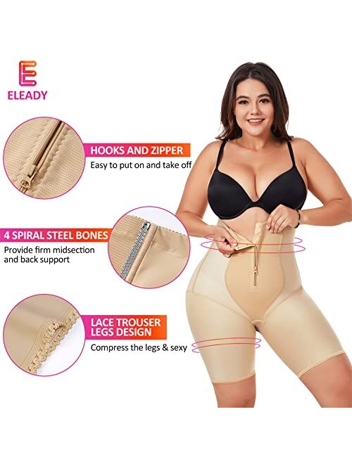 Eleady Womens Waist Trainer Shapewear Hi-Waist Butt Lifter Tummy Control Panties Thigh Slimmer Body Shaper with Zipper